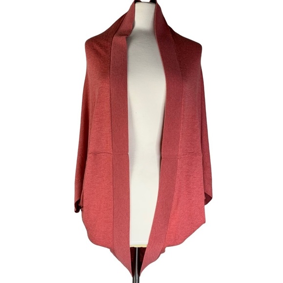 J. Jill Open Front Dolman Sleeve Coral/Rust Merino Wool Tercel So Soft Cardigan - Picture 8 of 16